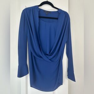 BCBGMaxAzria Royal Blue Draped Blouse